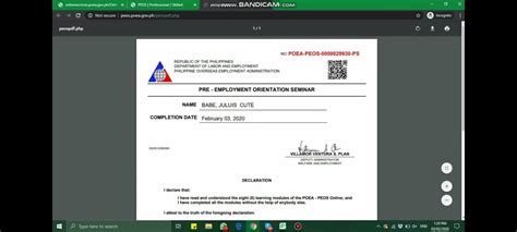 How to get a PEOS certificate online in .